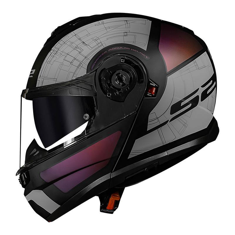 CAPACETE LS2 STROBE II ORION PRETO/ROXO FOSCO