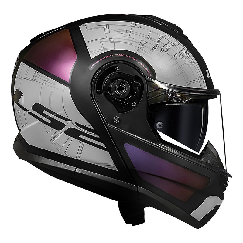 CAPACETE LS2 STROBE II ORION PRETO/ROXO FOSCO