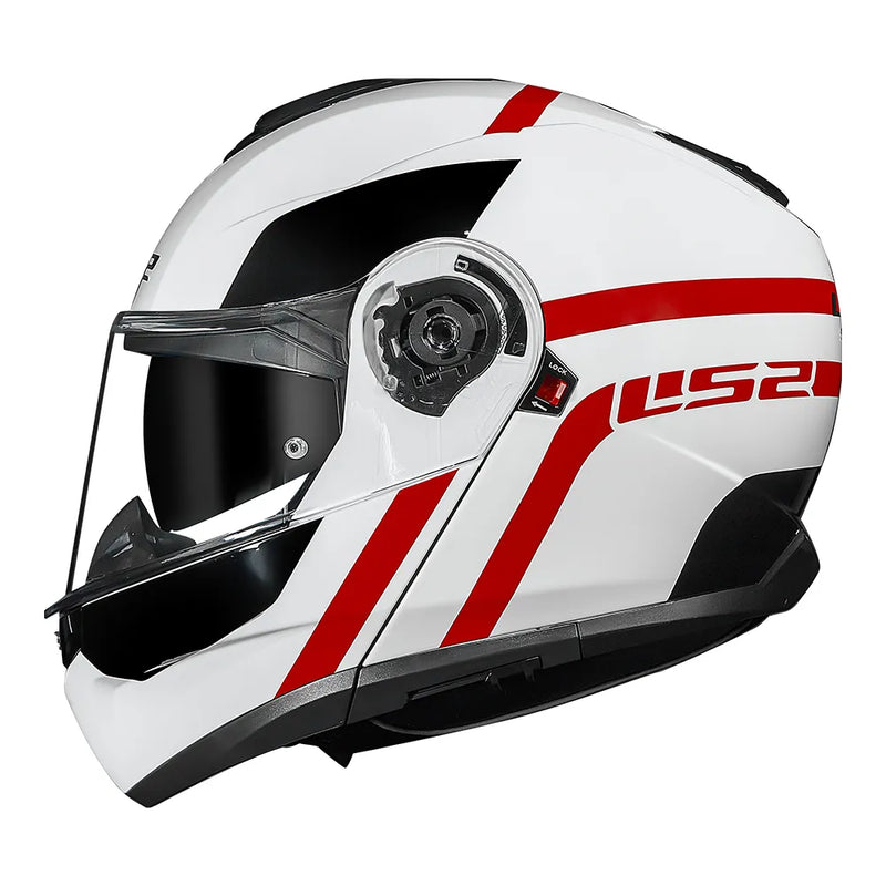 CAPACETE LS2 STROBE II AUTOX BRANCO/VERMELHO