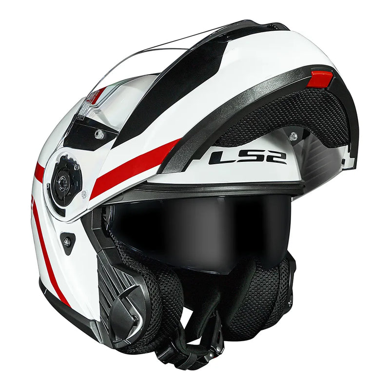 CAPACETE LS2 STROBE II AUTOX BRANCO/VERMELHO