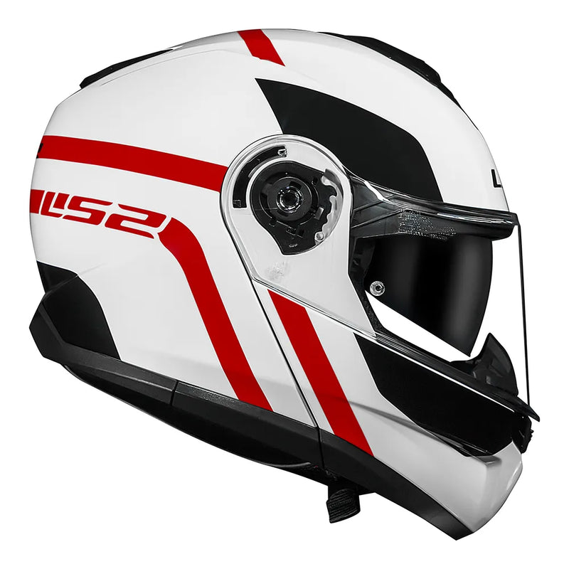 CAPACETE LS2 STROBE II AUTOX BRANCO/VERMELHO